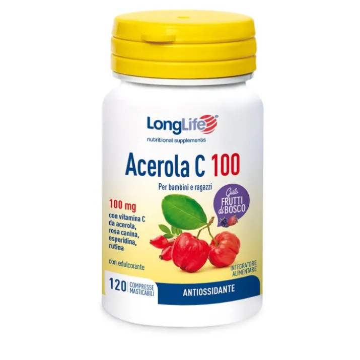 Acerola C 100 LongLife 120 Compresse Masticabili Frutti Di Bosco