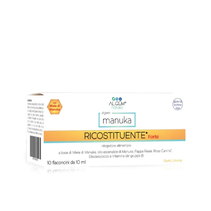 Algem Manuka Ricostituente Forte Integratore Alimentare Senza Glutine 10 Flaconi Da 10ml