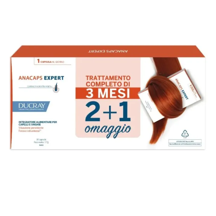 Anacaps Expert Capelli/Unghie 2+1 Ducray 3x30 Capsule