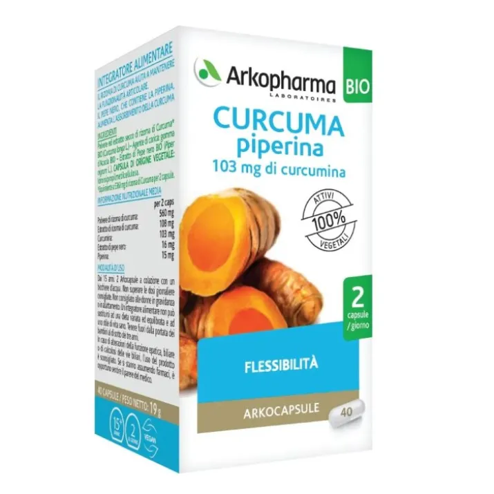 Arkocapsule Curcuma + Piperina Bio Arkopharma 40 Capsule