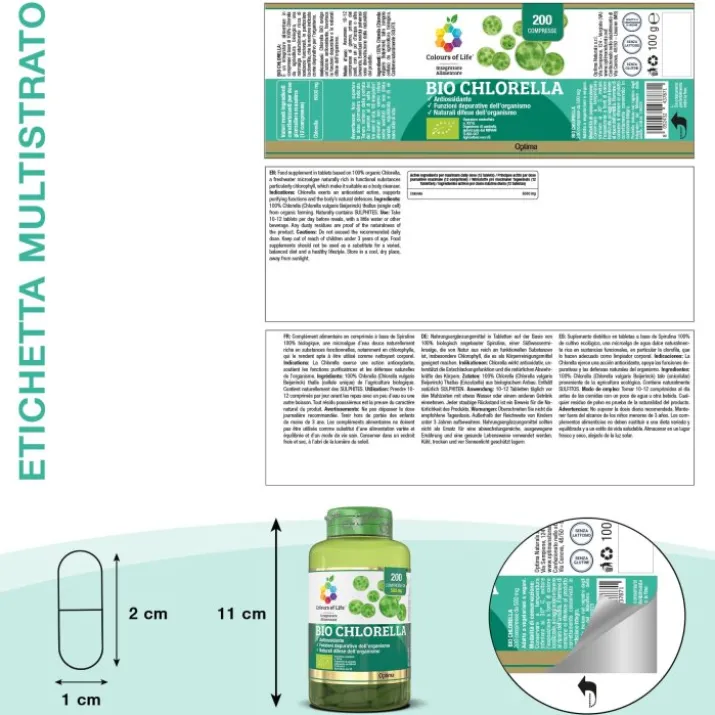 Bio Chlorella Colours of Life Optima 200 Compresse