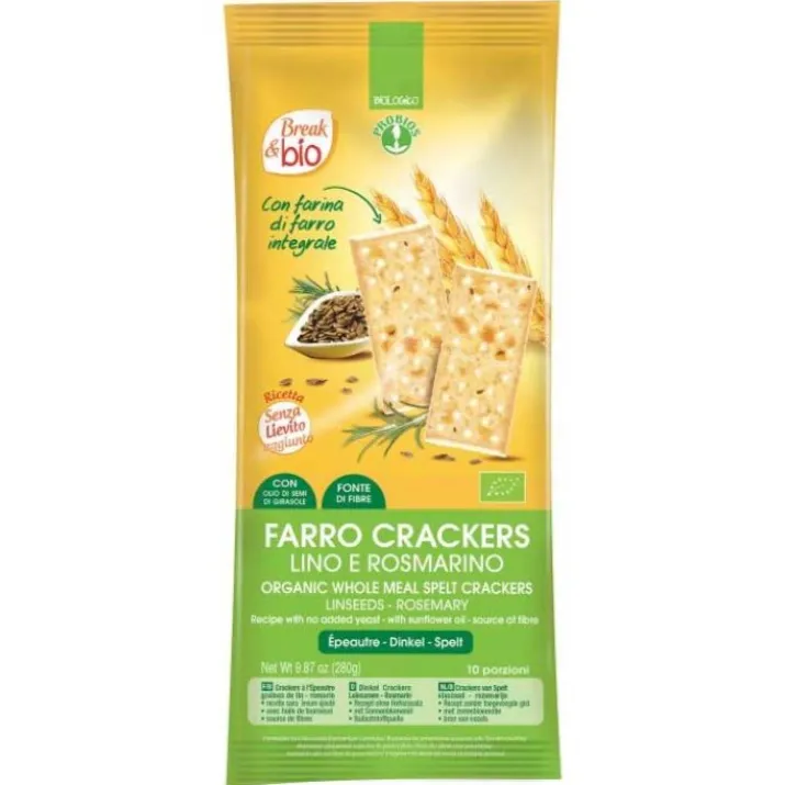 Break&Bio Farro Crackers Lino E Rosmarino Probios 280g