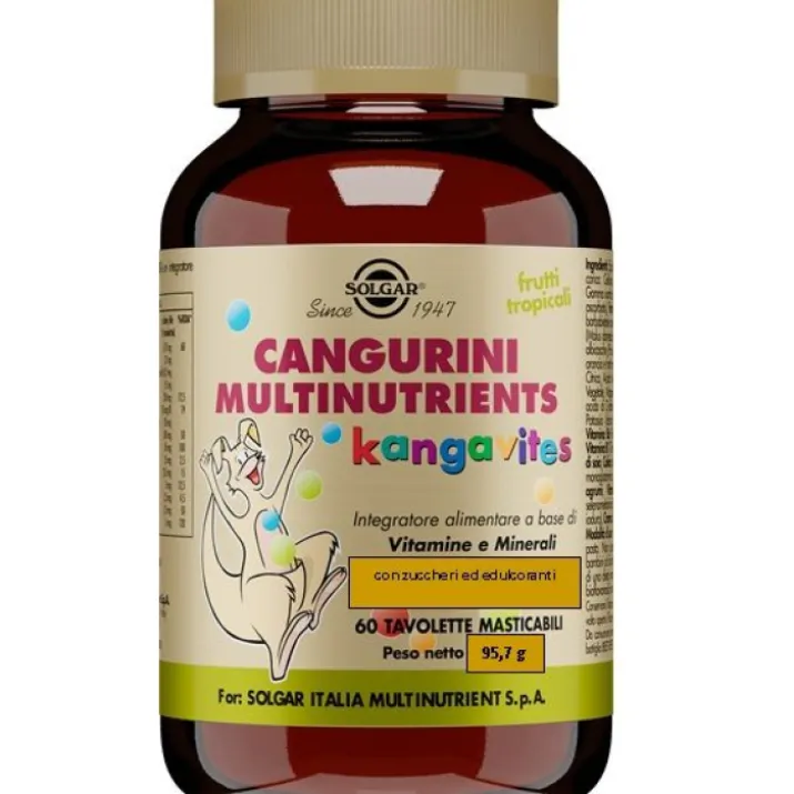 Cangurini Multinutrients Frutti Tropicali Solgar 60 Tavolette Masticabili