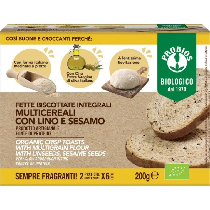 Fette Biscottate Integrali Multicereali Lino E Sesamo Probios 200g