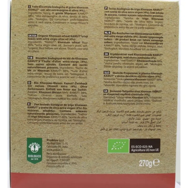 Fette Biscottate 100% Kamut Con Olio EVO Probios 270g