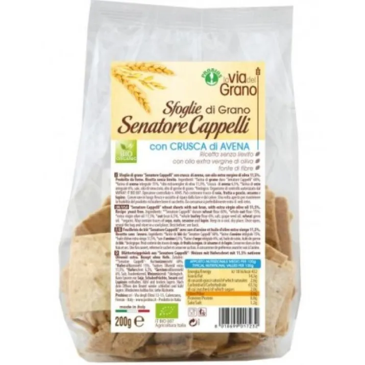 La Via Del Grano Sfoglie Di Grano Senatore Cappelli Con Crusca Di Avena Probios 200g