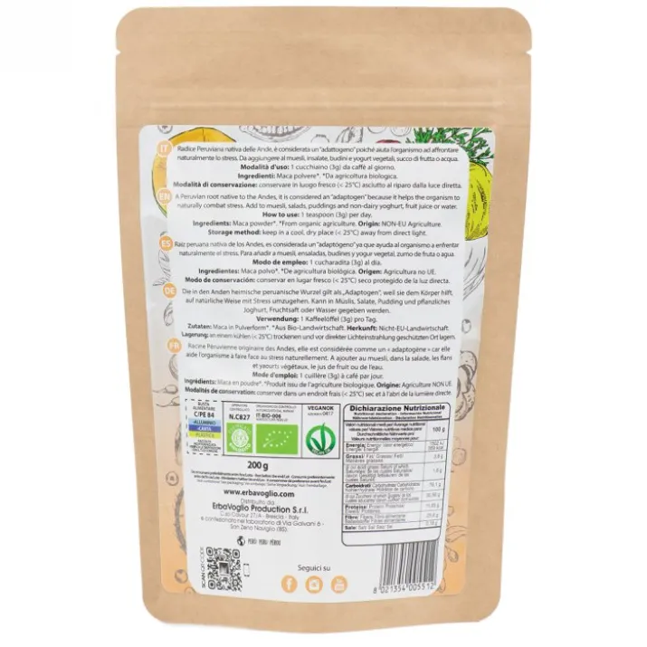 MACA INTEGRALE POLVERE BIO ERBAVOGLIO 200g