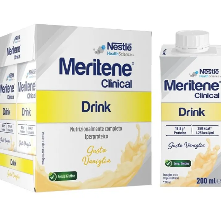Meritene Clinical Drink Vaniglia, 4x200ml Alimento Iperproteico