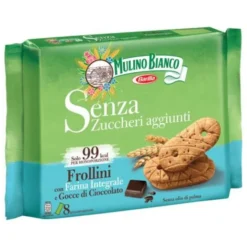 Mulino Bianco Senza Zuccheri Aggiunti Frollini con Farina Integrale e Gocce di Cioccolato 200g