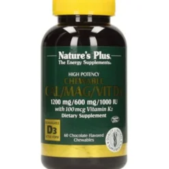 Nature's Plus Cal/Mag/Vit D3 Integratore Alimentare 60 Tavolette Masticabili Gusto Cioccolato