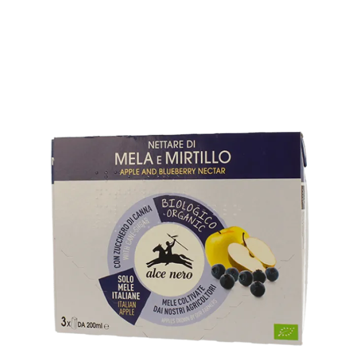Nettare Di Mela/Mirtillo Biologico Alce Nero 3x200ml