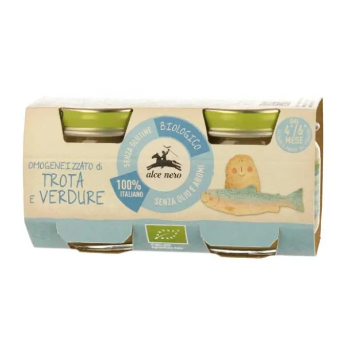 Omogeneizzato Di Trota E Verdure Biologico Alce Nero 2x80g