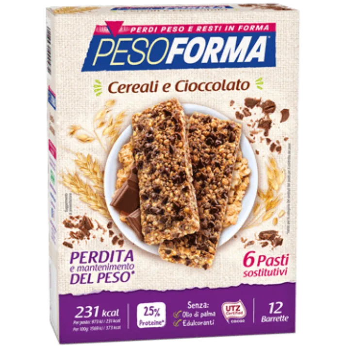 Pesoforma Barrette Ai Cereali E Cioccolato 6 Pasti 12 Barrette