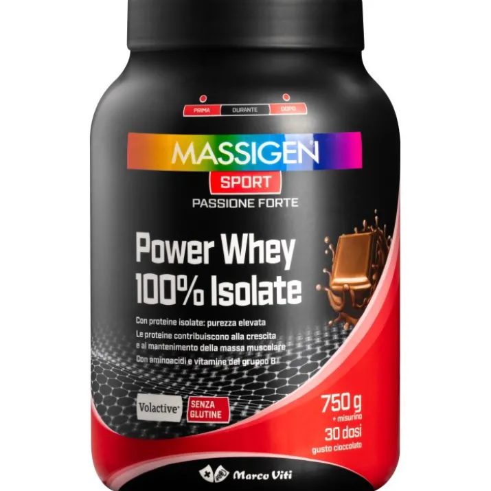 Power Whey 100% Isolate Cioccolato Massigen Sport 750g